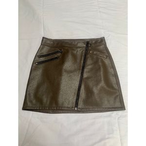 Olive Green, Vegan-Leather, Mini Skirt